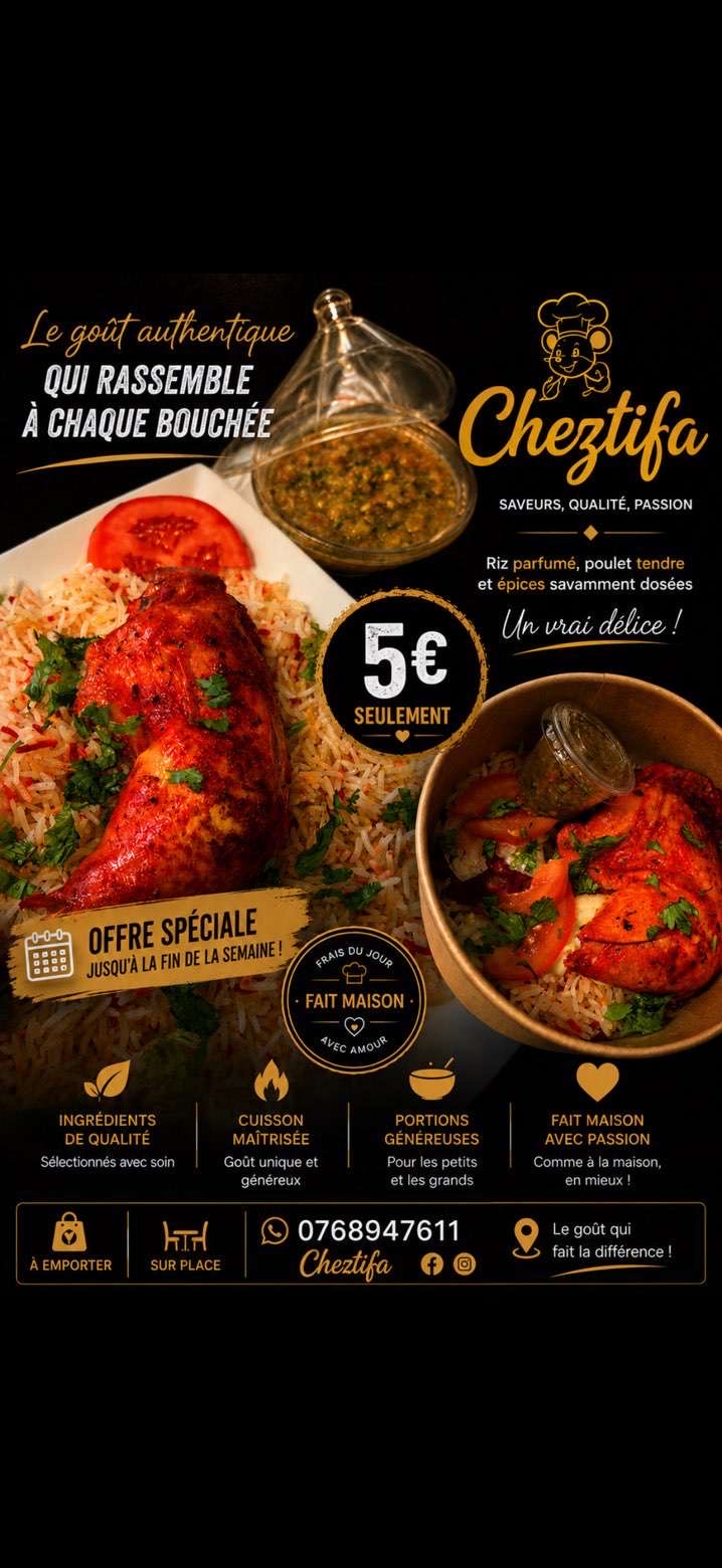 Offre spéciale riz poulet Chez TIFA